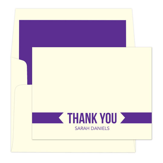 Purple Thank You Banner Note Cards